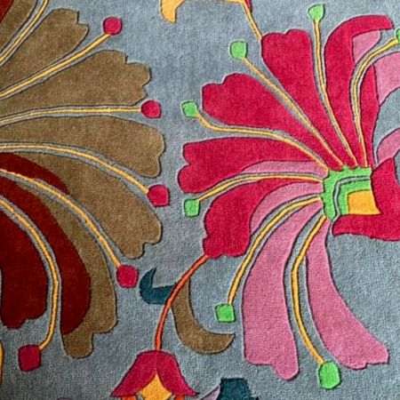 Colorful Flower Design Wool Rug